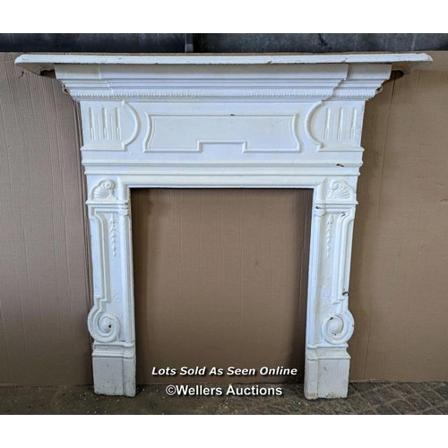 212 - Victorian cast iron painted fire surround.  Mantel 130cm, opening 68cm x 68cm.