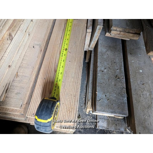 222 - 20m2 re sawn pine floorboards. 13cm W x 2.2cm thick. Boards are 1.9m to 3.9m long