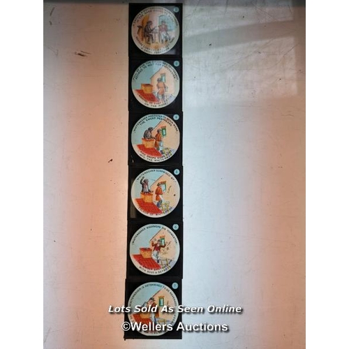 229 - Set of 6 magic lantern slides  'the sweep and whitewasher' some missing from full set. 8.3cm x 8.3cm