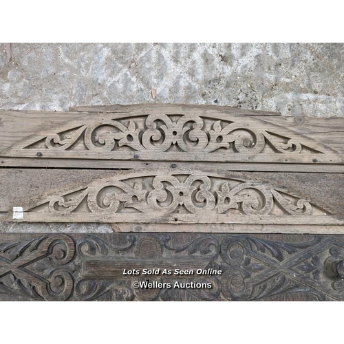 236 - 3 handcarved panels for restoration. 2 pine and one oak. 11cm each by 76cm to 107cm