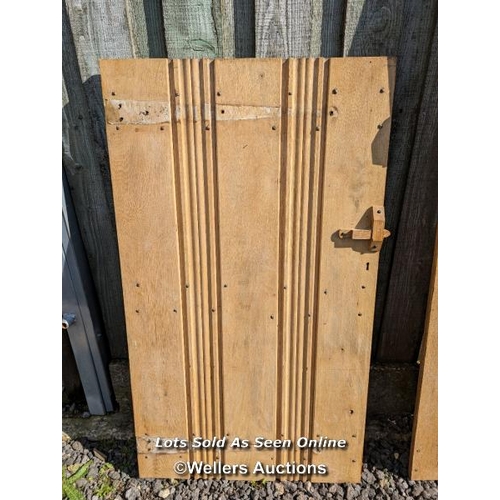 243 - 2 arts and crafts oak solid oak plank doors. 60cm x 171cm and 75cm x 130cm