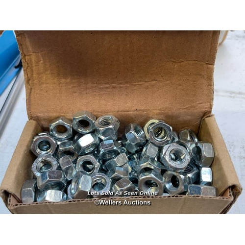 250 - Parcel of 65mm floor brads (500g x 8), 50x 240mm M10 coach bolts. 100 x 110mm M10 coach bolts. Washe... 