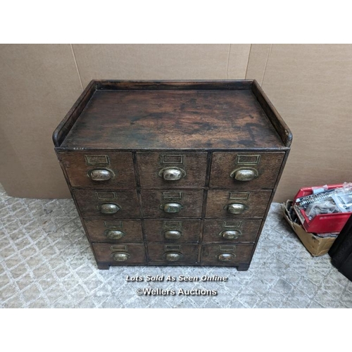 252 - Apocathery chest. Oak drawers with pine frame and ply sides. Was in a boat so had a sloped back. Wor... 