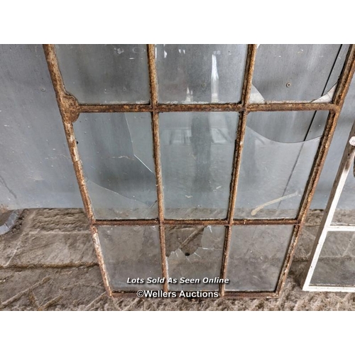 260 - 3 late Georgian/Early Victorian cast iron window with square glazing panels. For restoration. Sizes ... 