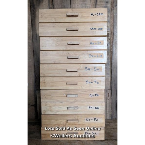 263 - 5 wooden storage units with 2 drawers per unit. Used orignally for stamp collecting. Each 2 drawer u... 