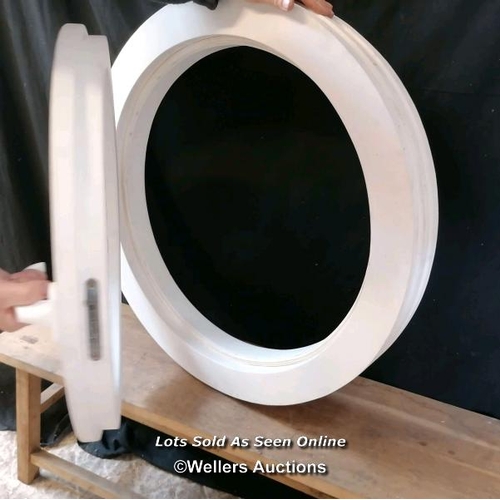 270 - New circular window with opening clear glass. Joinery made. 75cm diameter x 9cm thick. Primed and un... 