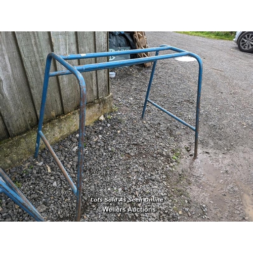 277 - 2 pieces of Gym equipment from Haslemere Heights school. 1950s vintage. One with an oak seat. Would ... 