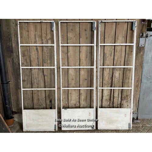 295 - 3 crittal steel doors. C1930. Art Deco design.  68.5cm wide each. Approx 190cm tall. Painted. No gla... 