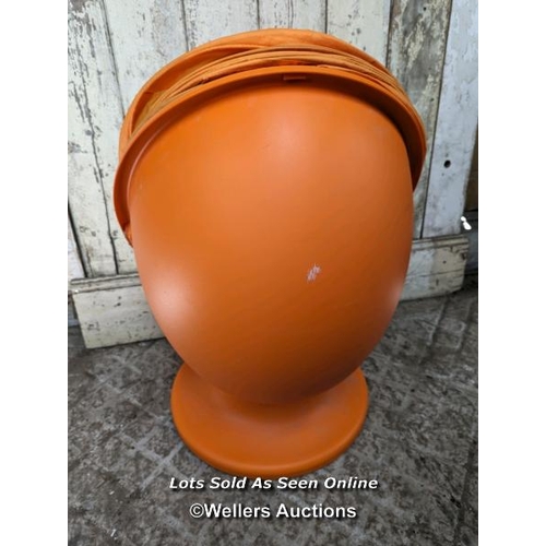 307 - Ikea childs egg chair. Orange with folding cover. 75cm H