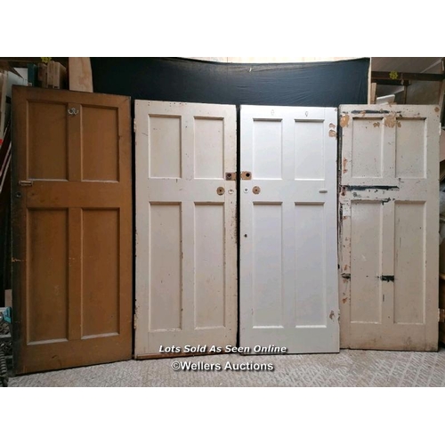 309 - Set of 4 edwardian pine doors from The Royal beach Hotel Southsea. Approx size 80.5cm x 201cm x 4.4c... 