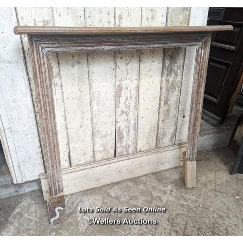 314 - 2 oak fire surrounds for restoration. Larger surround has a 152cm mantel with 117cm wide by 108cm hi... 