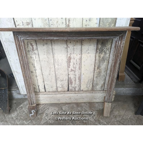 314 - 2 oak fire surrounds for restoration. Larger surround has a 152cm mantel with 117cm wide by 108cm hi... 