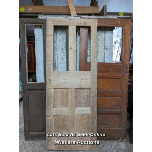 320 - 3 reclaimed doors for glazing. A pine door from France, an Art deco oak door and a stripped pine doo... 