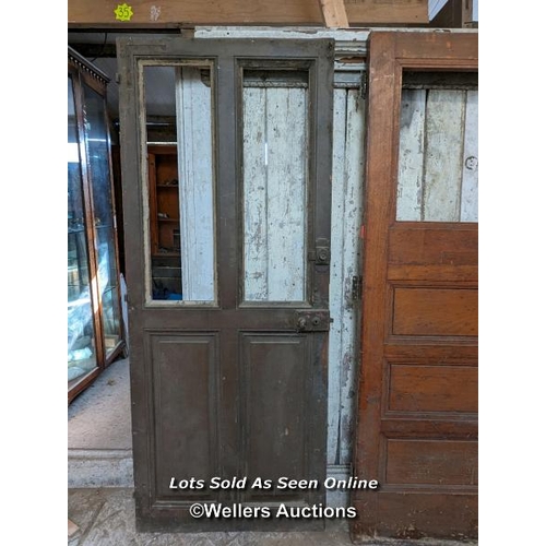 320 - 3 reclaimed doors for glazing. A pine door from France, an Art deco oak door and a stripped pine doo... 