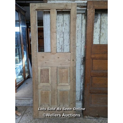 320 - 3 reclaimed doors for glazing. A pine door from France, an Art deco oak door and a stripped pine doo... 