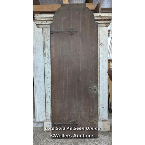 323 - An oak and pine Church door from a Church in Ventnor on the Isle of Wight. 81cm x 230cm x 5cm thick.... 