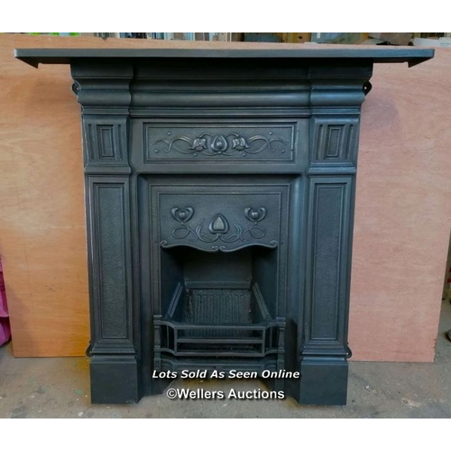 346 - A reclaimed cast iron fireplace. Art Nouveau design. This is a good quality reproduction. Width of b... 