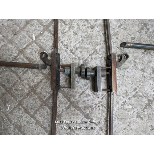 347 - Collection of espangnolette bolts and an art deco push bar set for double doors. Bolt receivers atta... 