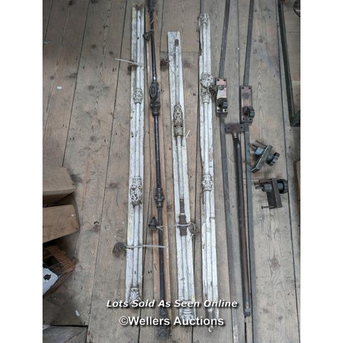 347 - Collection of espangnolette bolts and an art deco push bar set for double doors. Bolt receivers atta... 