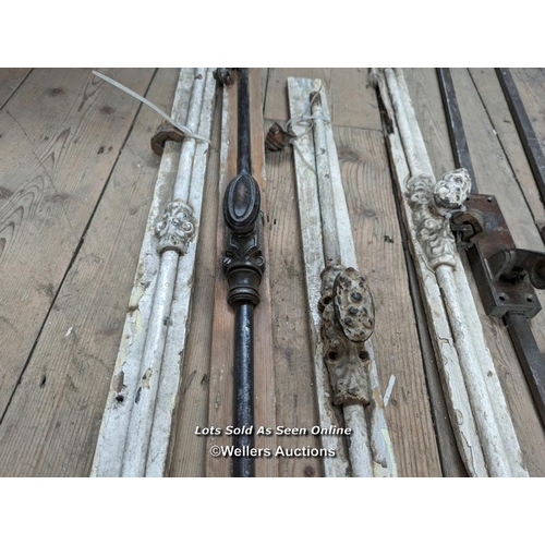 347 - Collection of espangnolette bolts and an art deco push bar set for double doors. Bolt receivers atta... 