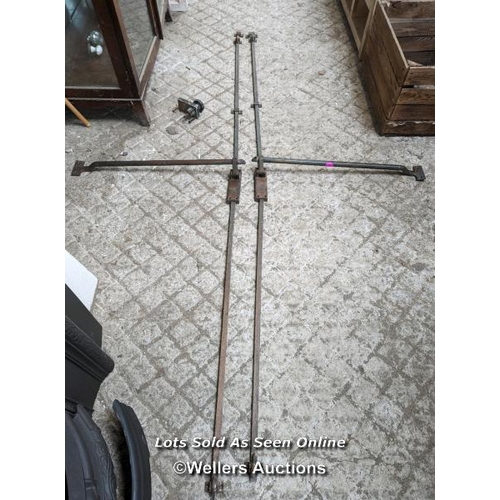 347 - Collection of espangnolette bolts and an art deco push bar set for double doors. Bolt receivers atta... 