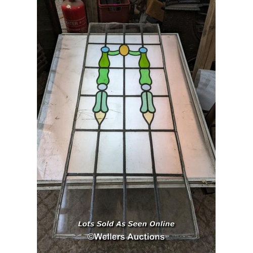 348 - 2 large panels of Edwardian stained glass. Some cracks and lead needing restoration to edges. 45cm x... 