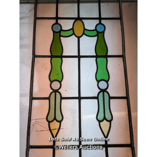 348 - 2 large panels of Edwardian stained glass. Some cracks and lead needing restoration to edges. 45cm x... 