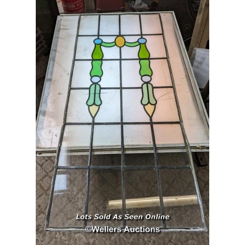 348 - 2 large panels of Edwardian stained glass. Some cracks and lead needing restoration to edges. 45cm x... 