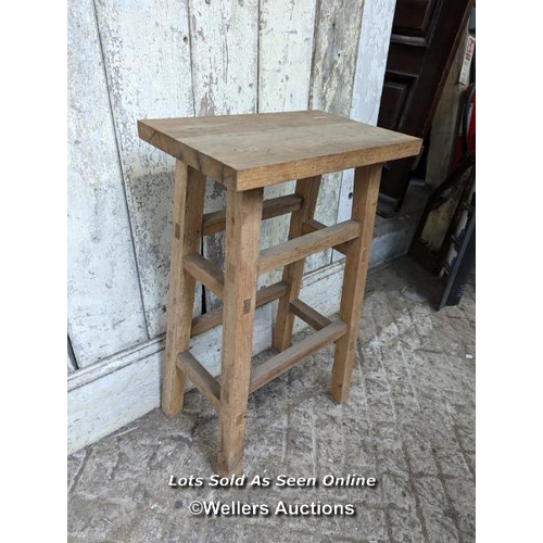 358 - Oak stool made from reclaimed oak. 76cm H x 45cm x 28cm