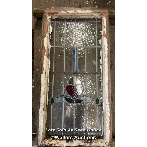 1004 - 3X STAINED GLASS WINDOWS, 2X MATCHING FOR RESTORATION, OTHER IN GOOD CONDITION, LARGEST 81.5CM (H) X... 