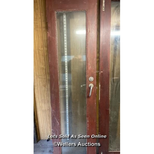 1007 - 3X VARIOUS GLAZED PUB DOORS, MATCHING PAIR 54CM (W) X 202CM (H), OTHER 76CM (W) X 198CM (H)