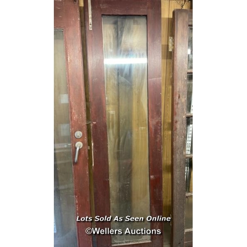 1007 - 3X VARIOUS GLAZED PUB DOORS, MATCHING PAIR 54CM (W) X 202CM (H), OTHER 76CM (W) X 198CM (H)