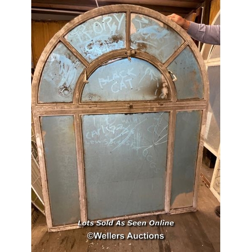 1008 - 2X HEAVY ARCHED WINDOWS IN CAST IRON FRAMES, 191CM (H) X 124CM (W), RECLAIMED FROM 8 CHRUCH STREET, ... 