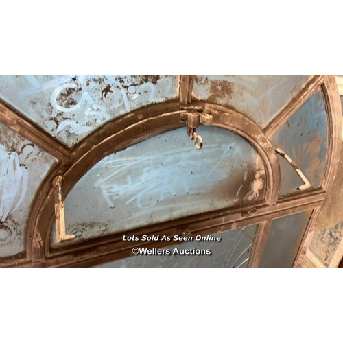 1008 - 2X HEAVY ARCHED WINDOWS IN CAST IRON FRAMES, 191CM (H) X 124CM (W), RECLAIMED FROM 8 CHRUCH STREET, ... 