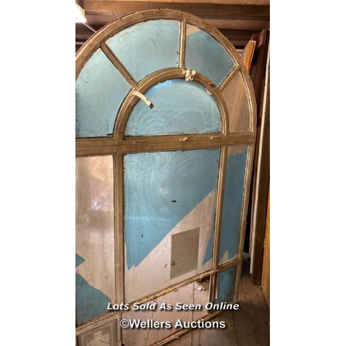 1008 - 2X HEAVY ARCHED WINDOWS IN CAST IRON FRAMES, 191CM (H) X 124CM (W), RECLAIMED FROM 8 CHRUCH STREET, ... 