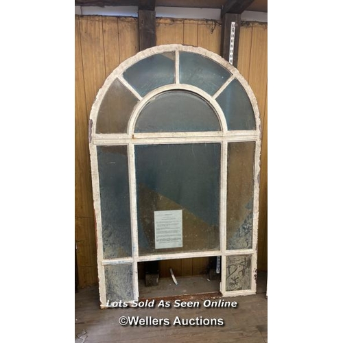 1008 - 2X HEAVY ARCHED WINDOWS IN CAST IRON FRAMES, 191CM (H) X 124CM (W), RECLAIMED FROM 8 CHRUCH STREET, ... 