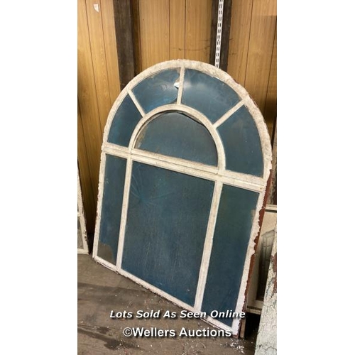 1008 - 2X HEAVY ARCHED WINDOWS IN CAST IRON FRAMES, 191CM (H) X 124CM (W), RECLAIMED FROM 8 CHRUCH STREET, ... 