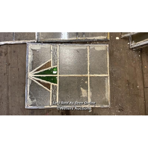 1012 - 14X STAINED GLASS WINDOW PANES, ALL OF SIMILAR ART DECO DESIGN, FOR RESTORATION