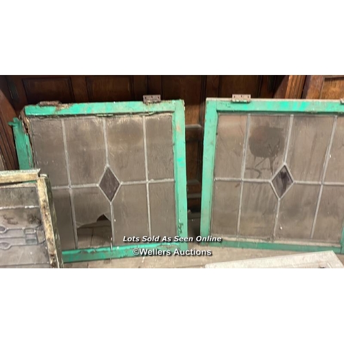 1014 - 10X VARIOUS STAINED GLASS WINDOWS IN WOODEN FRAMES, 85CM (H) X 55CM (W), FOR RESTORATION