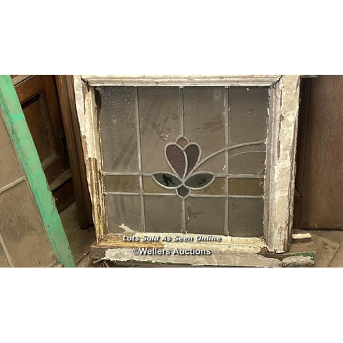 1014 - 10X VARIOUS STAINED GLASS WINDOWS IN WOODEN FRAMES, 85CM (H) X 55CM (W), FOR RESTORATION