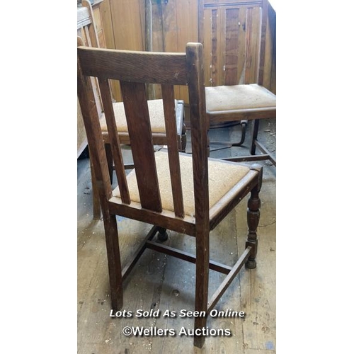 1026 - 3X MATCHING WOODEN CHAIRS, BACK 95CM HIGH, FLOOR TO SEAT 45CM HIGH, 45CM WIDE