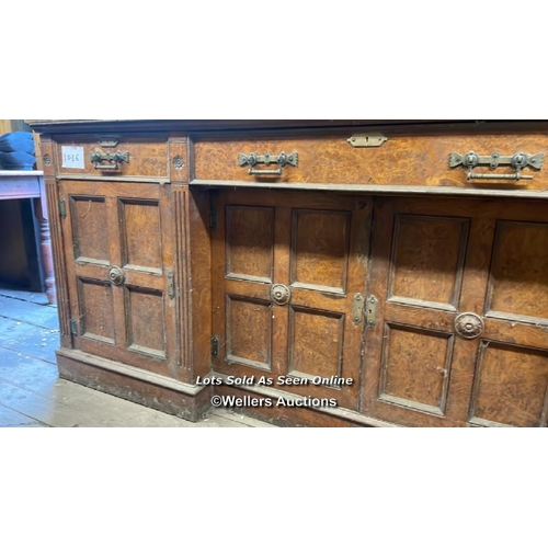 1036 - LARGE ORNATE DINING ROOM CABINET, WITH LAZY SUSAN, FELT LINED CUTLERY DRAWER AND ORIGINAL BRASS FITT... 