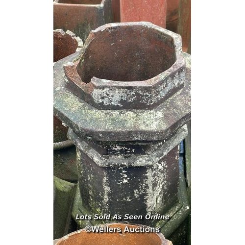 1066 - 7X ASSORTED CHIMNEY POTS, INCL. OCTAGANAL AND CROWN TOP, LARGEST 60CM (H) X 35CM (DIA)