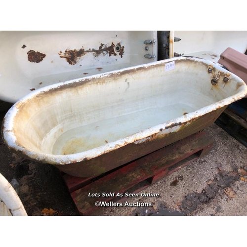 1280 - VINTAGE CAST IRON BATH TUB, WITHOUT FEET, 160CM (L) X 67CM (L) X 44CM (H)