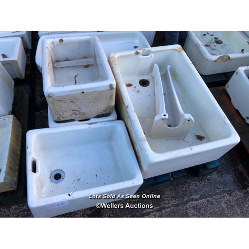 1292 - 4X ASSORTED SINKS, LARGEST 31CM (H) X 92CM (L) X 63CM (L)