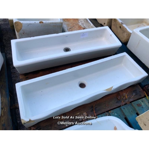 1301 - 2X LARGE TROUGH SINKS, ONE BY ARMITAGE SHANKS 120CM (L) X 37CM (W)