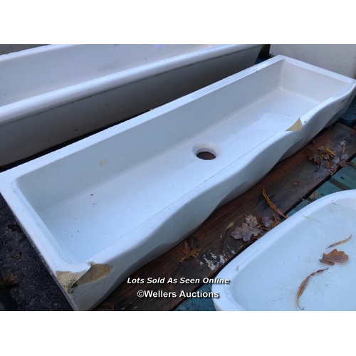 1301 - 2X LARGE TROUGH SINKS, ONE BY ARMITAGE SHANKS 120CM (L) X 37CM (W)