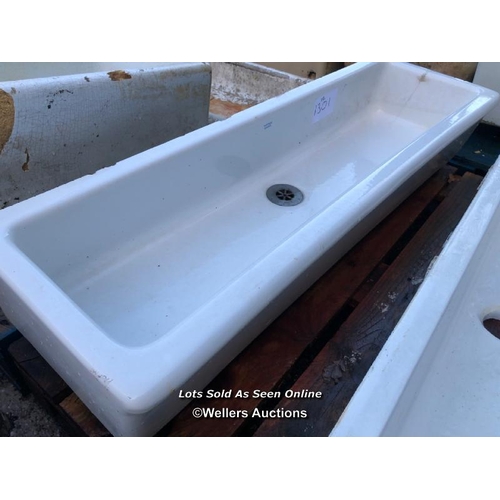 1301 - 2X LARGE TROUGH SINKS, ONE BY ARMITAGE SHANKS 120CM (L) X 37CM (W)