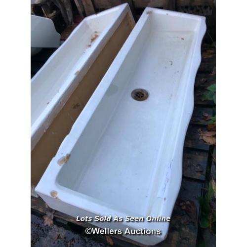 1303 - 2X MATCHING TROUGH SINKS, 122CM (L) X 38CM (W)