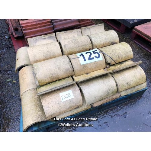 1308 - PALLET OF APPROX. 35X YELLOW HALF ROUND TILES